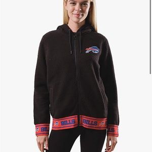 Sherpa Jersey full zip Buffalo Bills hoodie sweater Black NWT